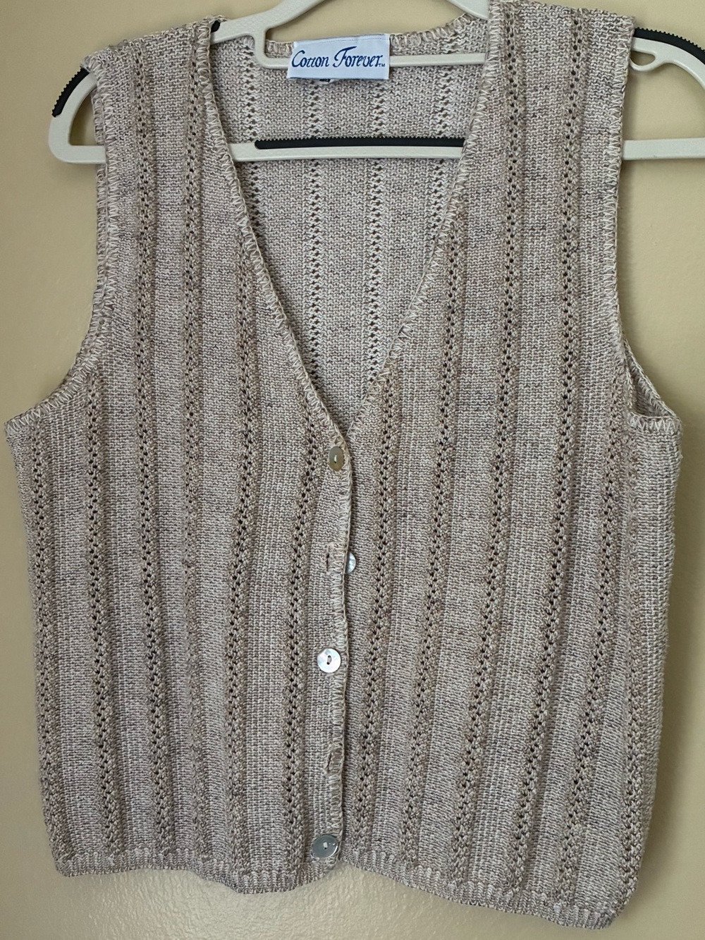 Forever 21 Neutral Beige Knit Button-Front Crop Vest